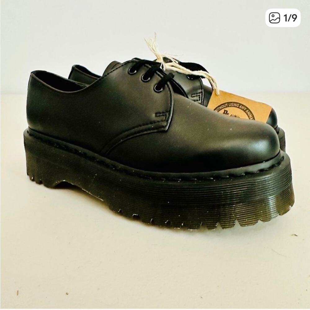 DR. MARTENS AIRWAIR VEGAN FAUX LEATHER BLACK OXFORD PLATFORM SHOES UNISEX